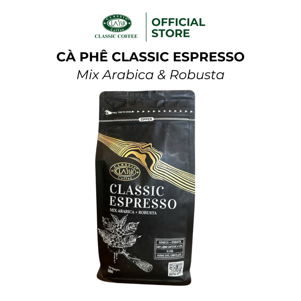 Cà phê hạt Classic Espresso Arabica và Robusta 500g
