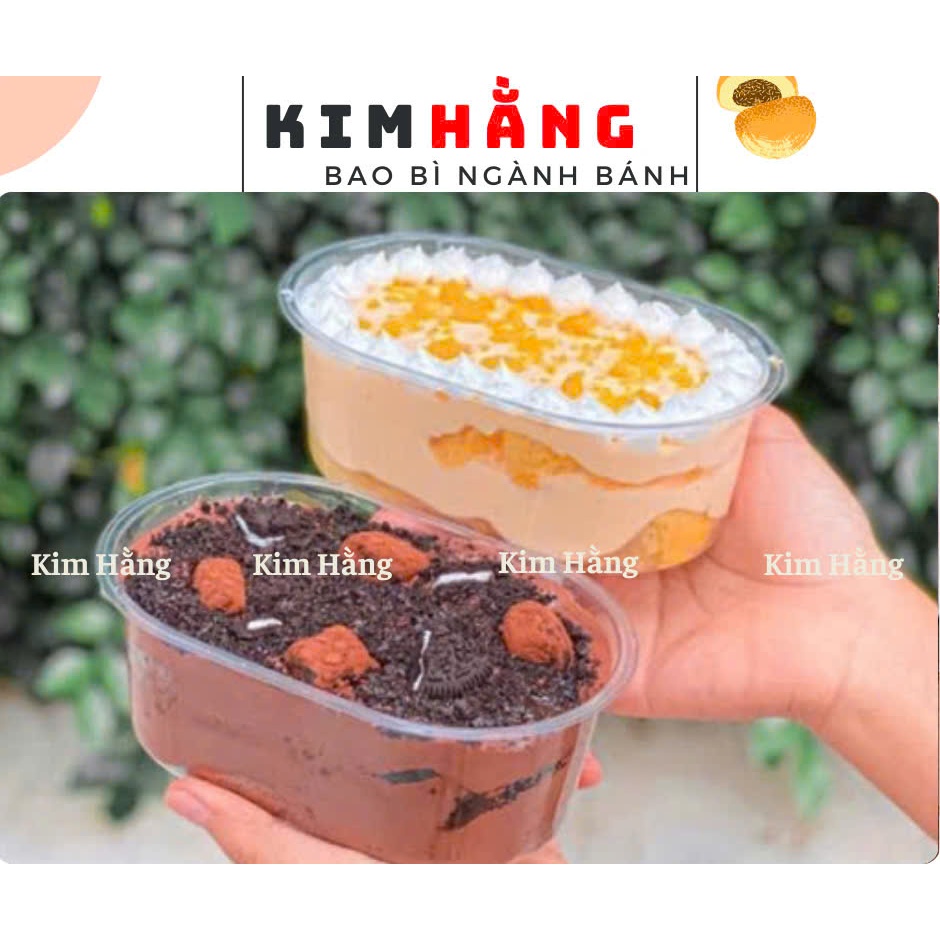 50 Hộp oval 640ml  HT-700 đựng bánh mousse - Hộp oval lớn đựng trái cây gọt sẵn , đựng tiramisu,....