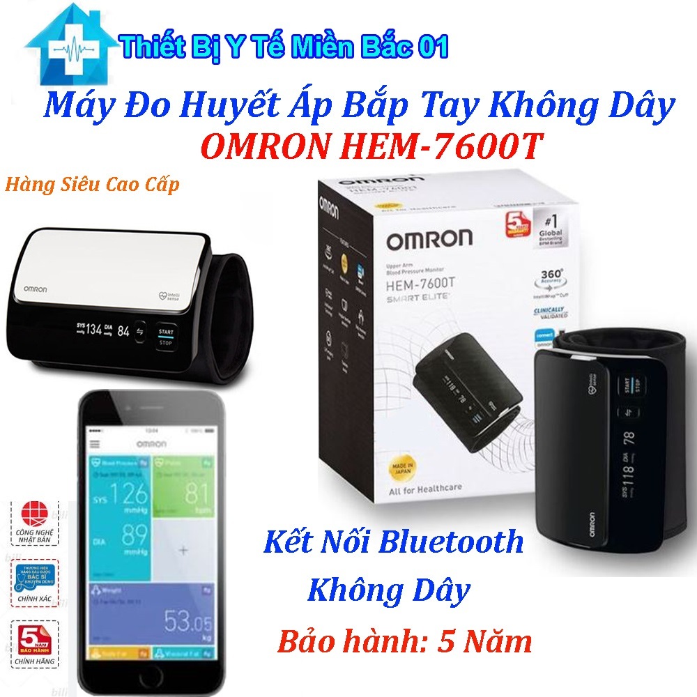 Máy Đo Huyết Áp Bắp Tay Không Dây Omron Hem-7600T