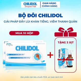 CHILIDOL + xịt CHILIDOL Plus cải thiện khàn tiếng, viêm họng, viêm thanh quản[Combo 10 hộp+ 3 xịt]