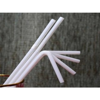 Ống hút trắng cong cao cấp, ống hút sữa