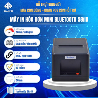 Máy in hóa đơn bluetooth mini kết nối điện thoại Xprinter 58iiB in bill, thẻ điện thoại, điện nước