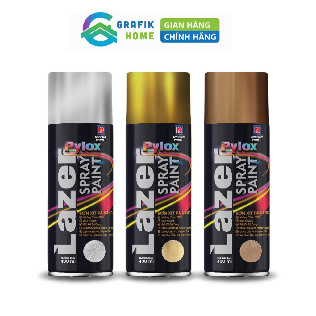 Sơn xịt màu có ánh nhũ Pylox Lazer NIPPON PAINT chai 400ml