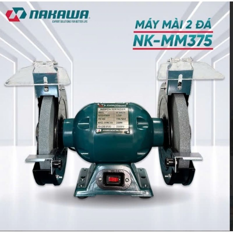 MÀI ĐÁ 2 ĐẦU NAKAWA 375w 200mm dây đồng