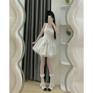 Váy bồng xoè cúp ngực buộc dây cổ nơ eo chân ren [ HÌNH THẬT HƯƠNG TUYẾT ANH BOUTIQUE ]