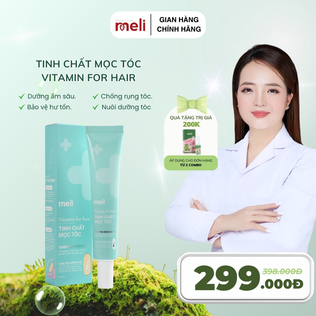Tinh Chất Mọc Tóc Vitamin For Hair Meli, Cải Tiến Dưỡng Chất Mọc Tóc Nhanh, Chắc Khoẻ 35g