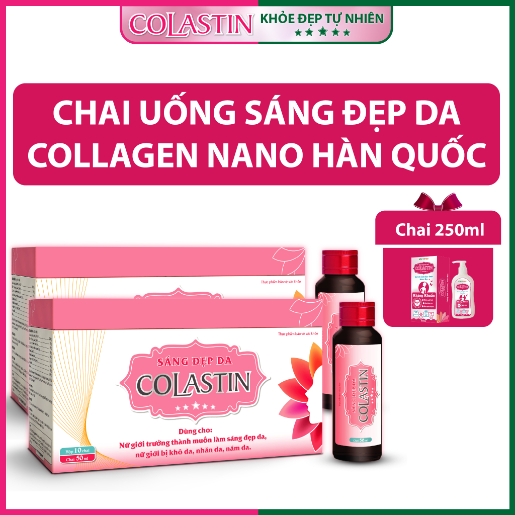 Nước Uống Collagen Sáng Đẹp Da COLASTIN [Combo 2H/H 10 Chai 50Ml] Giúp Da Căng Mịn, Chống Lão Hoá
