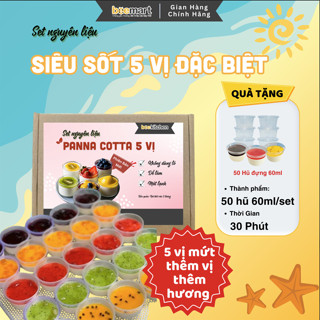 [5 VỊ SIÊU SỐT] Set panna cotta Nhà Bee 5 vị tặng kèm 50 hũ - thành phẩm 50-60 hũ 60ml