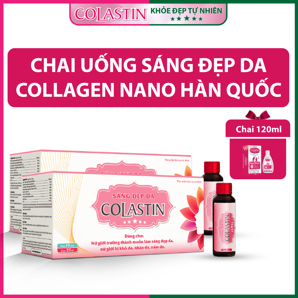 Nước Uống Collagen Sáng Đẹp Da COLASTIN [Combo 2H/H 10 Chai 25 Ml] Giúp Da Căng Mịn, Chống Lão Hoá,