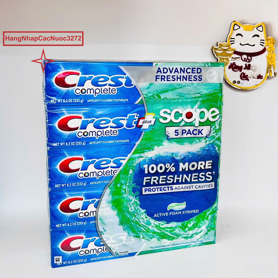 Kem đánh răng Crest scope 232g mỹ date 2026-sét 5 cây