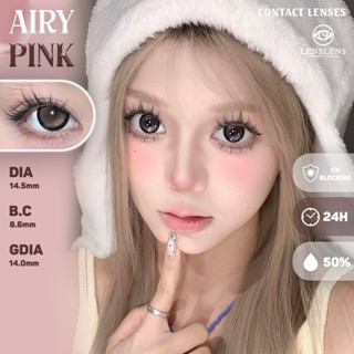 [LENS 1 NGÀY] Lens Mắt Kính Áp Tròng Hồng Đen Giãn To Giãn Baby Tự Nhiên Airy Pink Dùng Trong 1 Ngày