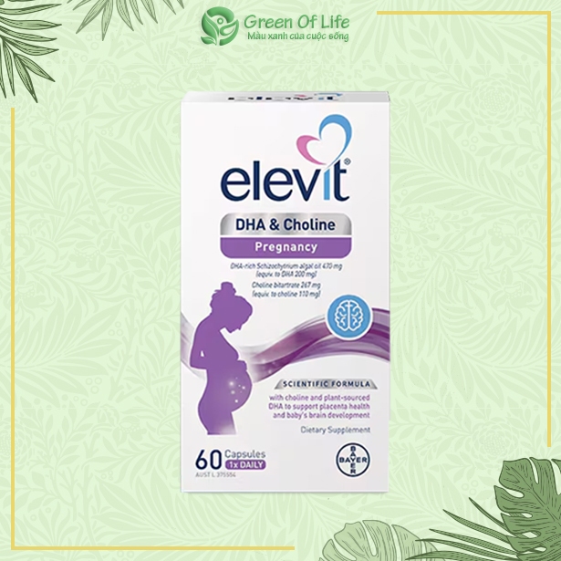GREENOFLIFE - Vitamin Elevit DHA & Choline cho mẹ mang thai 60 viên Úc