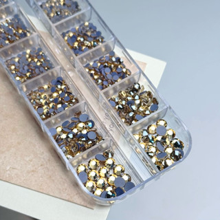 [1 Khay] Đá chân lưới trang trí móng tay, nail YHB siêu sáng, vàng ánh kim mix size cao cấp_Trung Pham Nail