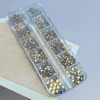 [1 Khay] Đá chân lưới trang trí móng tay, nail YHB siêu sáng, vàng ánh kim mix size cao cấp_Trung Pham Nail