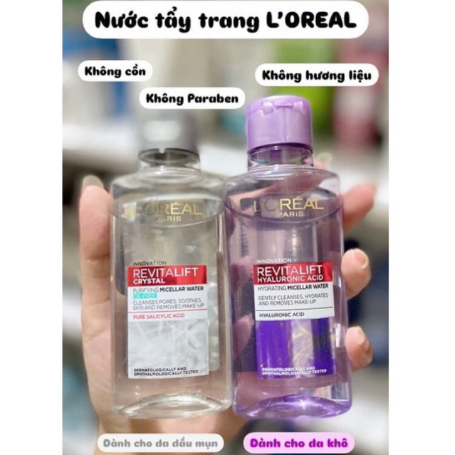 [MINI 95ml] Nước tẩy trang và làm sạch sâu 3-in-1 L'Oreal Paris Micellar Water