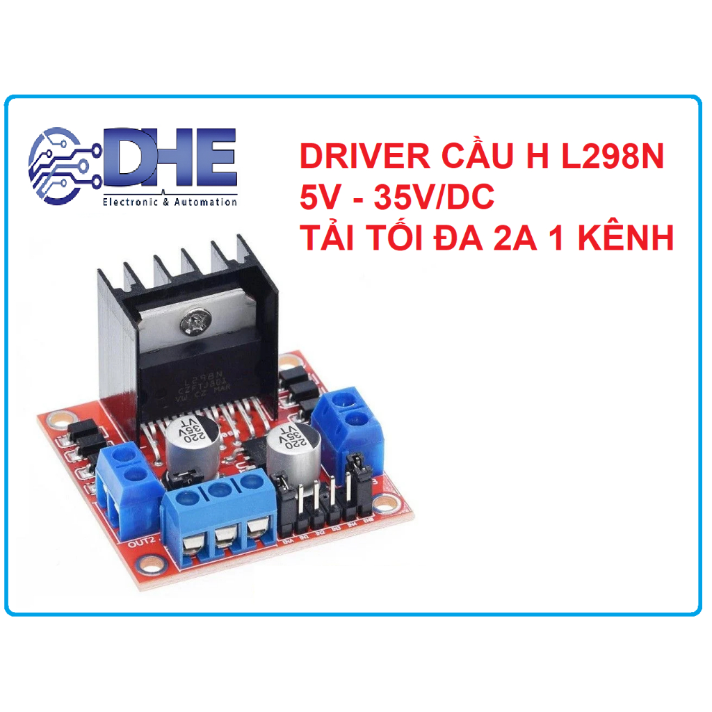 MẠCH CÔNG SUẤT DRIVER ĐIỀU KHIỂN ĐỘNG CƠ DC MẠCH CẦU H L298N - MÀU ĐỎ