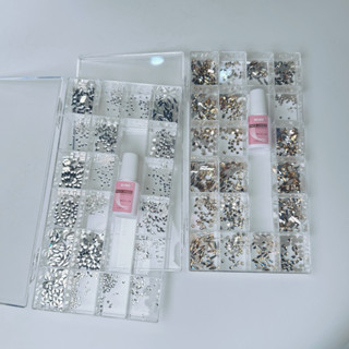[Tặng phụ kiện] Set đá 1000 viên trang trí móng tay, đính nail, chân bằng mix nhiều mẫu, size nhỏ,vừa