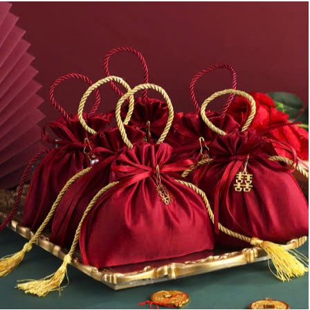 Túi Lụa Đựng Quà 16*17cm,Túi Thổ Cẩm Dây Rút Đựng Trang Sức,Kẹo Cưới -Trung Hoa Sáng Tạo. TÚI LỤA