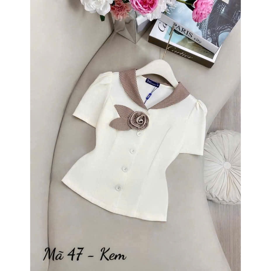 ÁO KIỂU PHỐI BÂU SỌC H23 ĐỦ SZIE