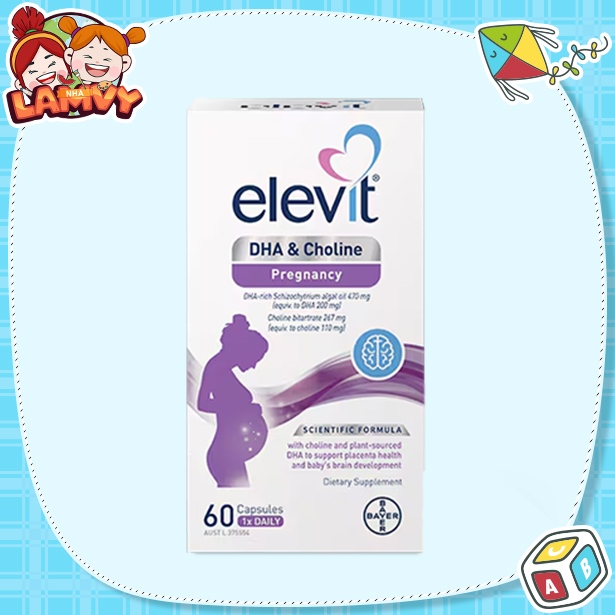 NHALAMVY - Elevit DHA + Choline Pregnancy 60 Capsules - Viên uống bổ sung DHA cho mẹ bầu 60 viên Úc