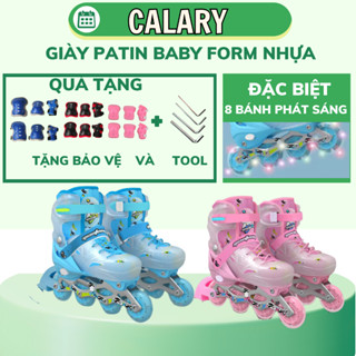 [TẶNG BẢO VỆ TAY CHÂN] Giày Patin Trẻ Em Cougar Baby Có 8 Bánh Đèn Sáng Giày Trượt Patin Trẻ Em Form Nhựa Chắc Chắn