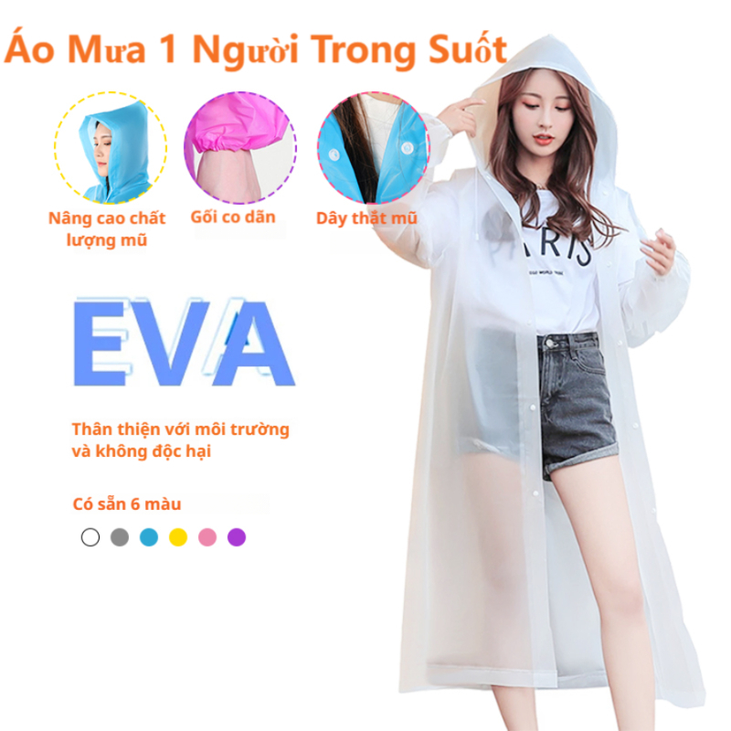 Áo Mưa 1 Người Trong Suốt EVA,Áo Mưa Đi Xe Máy Chống Nước,Áo Mưa Măng Tô,Áo Mưa Người Lớn Và Trẻ Em