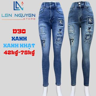 D30_Quần jean nữ, dài, lưng cao, quần bò nữ dáng ôm, big size, cho 42kg đến 75kg,LEN NGUYEN STORE