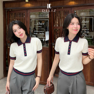(MỞ BÁN) Áo len ngắn tay cổ đức polo cho nữ mùa hè len lông thỏ mềm vặn thừng nổi cao cấp PL25 DELIZ