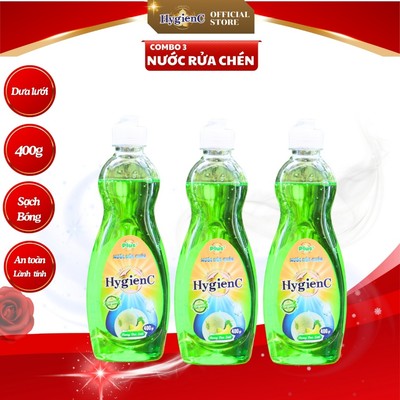 [Combo 3 chai] Nước rửa chén bát HygienC Plus - Khối lượng 400g Làm Sạch - RC3CB