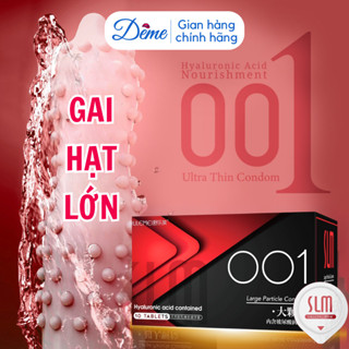 Bao cao su có gai SLM siêu mỏng 001, nhiều gel bôi trơn - Hộp 10 bcs