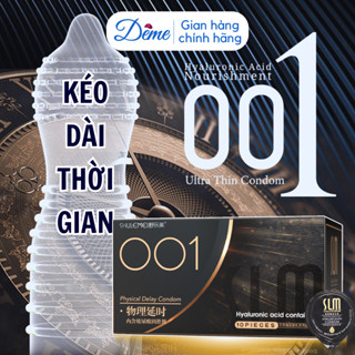 Bao cao su kéo dài quan hệ SLM siêu mỏng 001, nhiều gel bôi trơn - Hộp 10 bcs