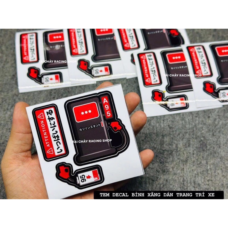 [ 1 BỘ 3 MIẾNG ] TEM DECAL BÌNH XANG DÁN TRANG TRÍ XE