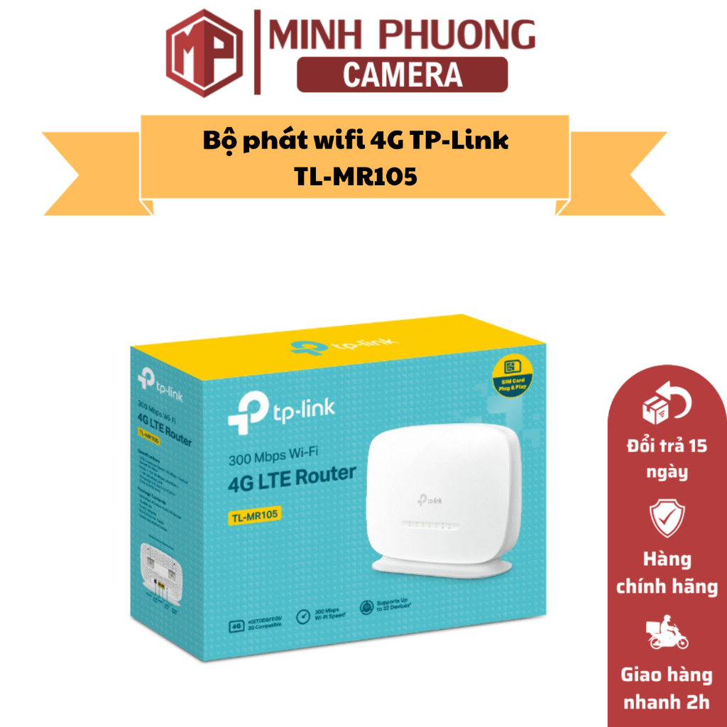 Bộ phát wifi 4G TP-Link TL-MR105 (Chuẩn N 300Mbps), bảo hành chính hãng 24 tháng