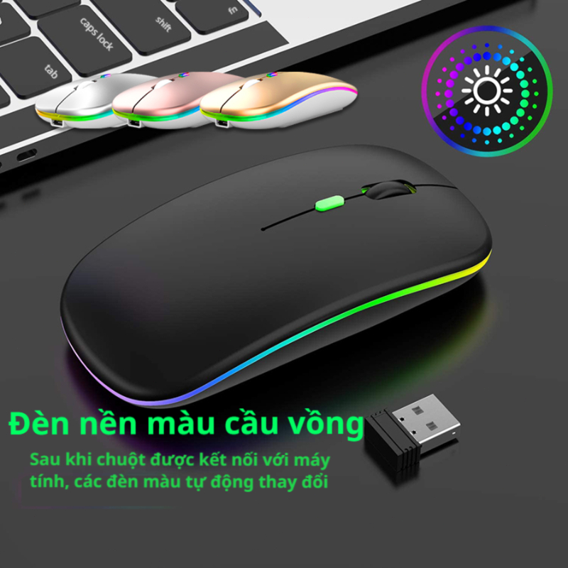 Chuột không dây，Chuột Bluetooth, Chuột không dây sạc pin bằng USB, Click Không Gây Tiếng Ồn, Khoảng Cách Tín Hiệu 10-20m