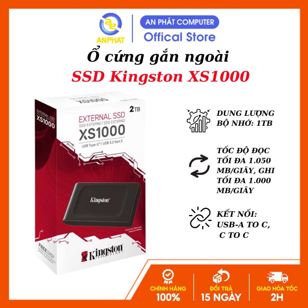 Ổ cứng di động SSD Kingston XS1000R / XS1000 (USB 3.2 Gen 2 / 1,050MB/s read, 1,000MB/s write0