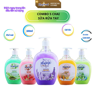 [Combo 5 chai] Sữa rửa tay HygienC làm sạch tay, khử mùi - 500ml - CB5SRT