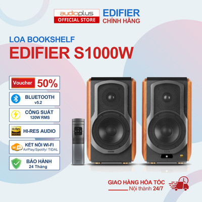Loa bookshelf EDIFIER S1000W - Kết nối Wi-Fi - Bluetooth 5.2 - Công suất 120W - BH 24 tháng