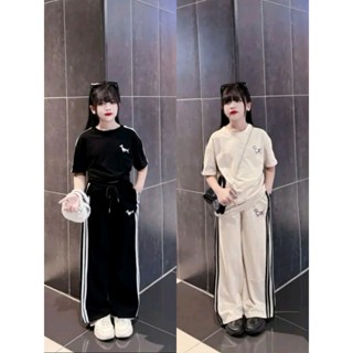   Không Túi  Set Bộ Bé Gái Sọc Thể Thao in Hình Cún xinh Bộ Thời Trang 2025 2 màu HÓT HÍT chất liệu Tăm size 14-52Kg. 