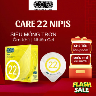  Bao cao su siêu mỏng Care 22 kéo dài thời gian quan hệ nhiều gel bôi trơn hương nước hoa - 6 bcs 