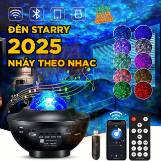 Đèn STARRY Chiếu Bầu Trời Sao GALAXY Trang Trí Decor Phòng, Làm Đèn Ngủ, Có Loa Bluetooth, Điều Khiển Từ Xa