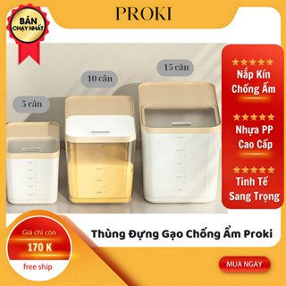 Thùng Gạo Thông Minh Proki PKS Chống Ẩm, Ngăn Ngừa Côn Trùng, Dung Tích 5kg-10kg-15kg, Nhựa Cao Cấp