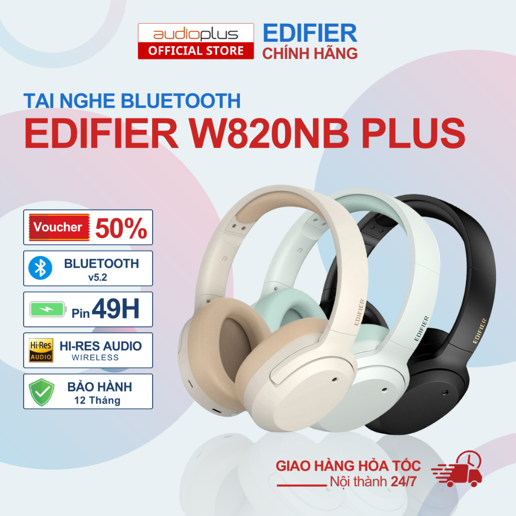 Tai nghe bluetooth chụp tai EDIFIER W820NB Plus - BT v5.2 - Thiết kế êm ái - Mic đàm thoại rõ | BigBuy360 - bigbuy360.vn