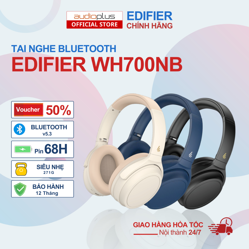 Tai nghe bluetooth chụp tai EDIFIER WH700NB - BT v5.3 - Pin trâu 68 giờ - Chống ồn chủ động