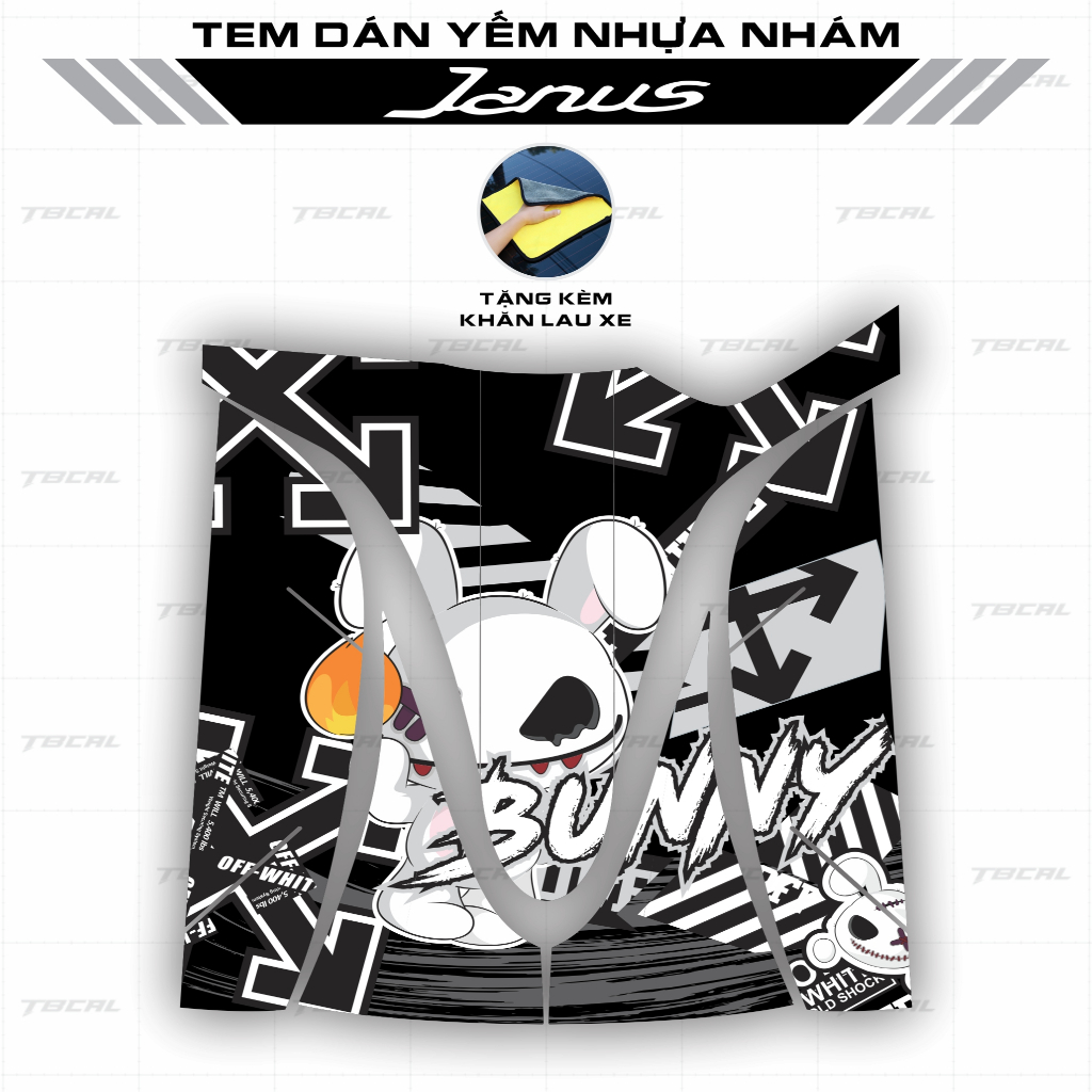 Tem Dán Nhựa Nhám Xe Janus Mẫu Bunny