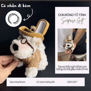 Hộp Đựng Nhẫn Cầu Hôn Gấu Bông Mini, Hộp đựng nhẫn cưới gấu bông tạo bất ngờ đáng yêu tặng bạn gái, người yêu