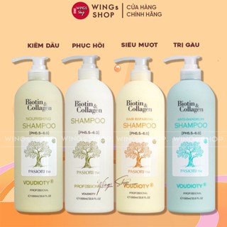 Cặp Gội Xả Biotin Collagen Giảm Rụng Tóc, Ngăn Gàu, Kiềm Dầu, Phục Hồi Tóc Khô Xơ, Hư Tổn 500ml/1000ml, Wings Shop