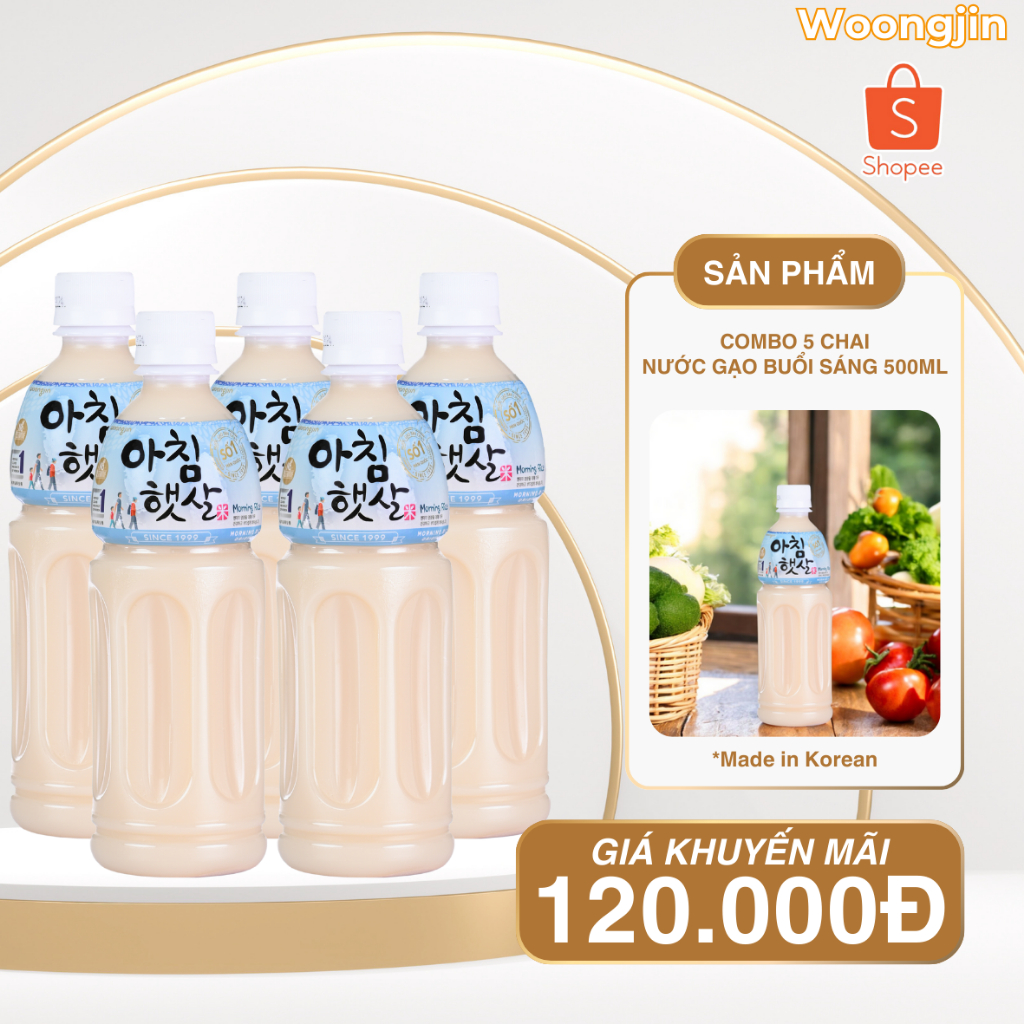 Combo 5 Chai Nước Gạo Buổi Sáng Morning Rice 500ml - Woongjin