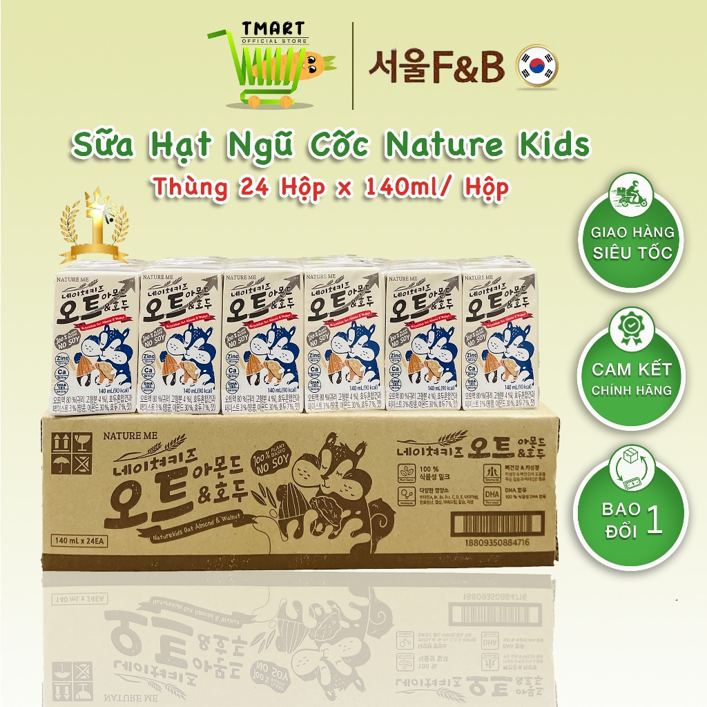 [05/2027] Thùng 24 Hộp Sữa Hạt Ngũ Cốc Dinh Dưỡng Cho Bé Nature Kids (KHÔNG ĐẬU NÀNH) Hàn Quốc 140ml