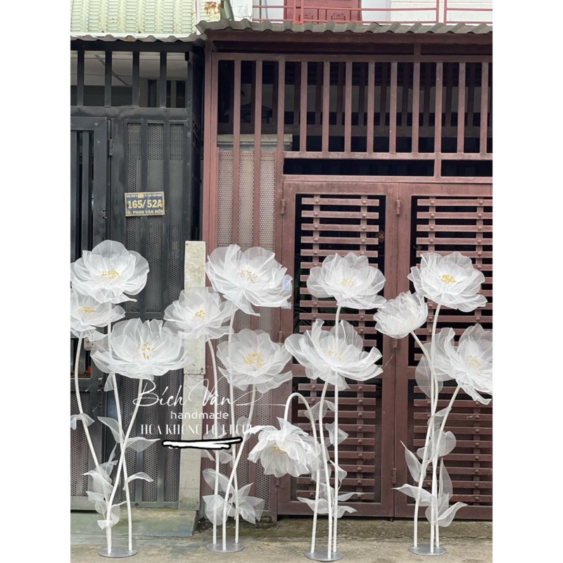 Trụ 3 Bông Hoa  Vải Khổng Lồ, Hoa Trang Trí Sự Kiện, Decor Nhà Cửa