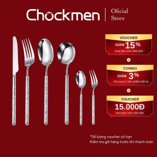  Bộ Dao Thìa Dĩa CHOCKMEN Inox 18 10 Cao Cấp Sang Trọng Thìa Ăn Cơm Dĩa Hoa Quả Dao Bít Tết Bộ Đồ Bàn Ăn Set Sần Tròn 